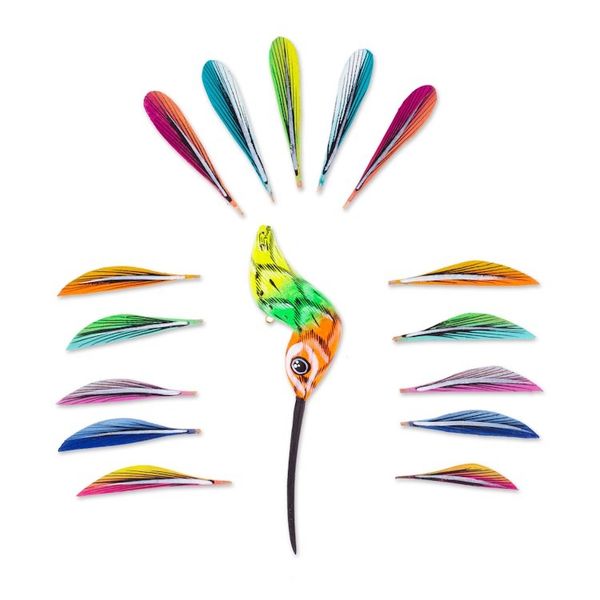 Alternate image for Hand-Painted Orange Copal Wood Alebrije Bird Ornament Eden Plumage