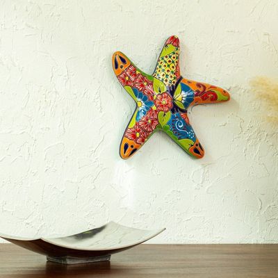 Alternate image for Hand-Painted Talavera-Style Ceramic Starfish Wall Sculpture Talavera Starfish