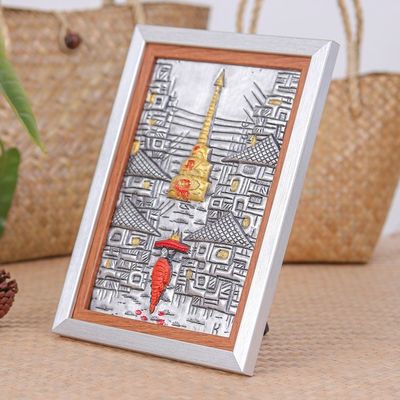 Alternate image for Wall Tabletop Aluminum Relief Panel of Buddhist Monk Temple Thai Morning