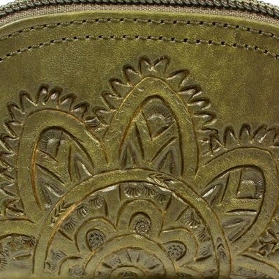 Alternate image for Olive Green Zippered Leather Coin Purse from Mexico Olive Coin Keeper