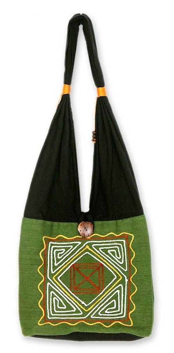 Alternate image for Thai Embroidered Cotton Shoulder Bag  Jade Secrets