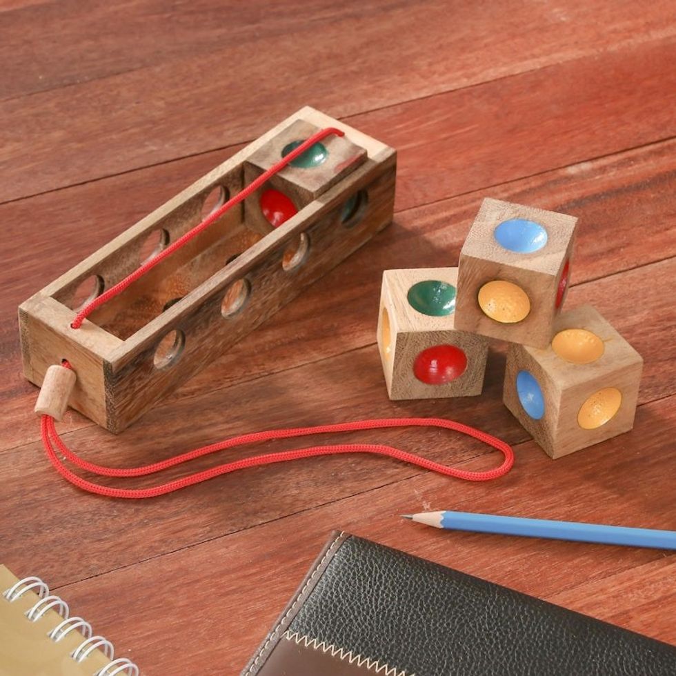 Colorful Wood Brain Teaser Puzzle from Thailand 'Traffic Light'