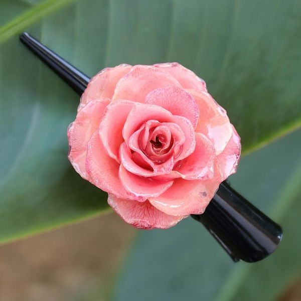 Alternate image for Natural Pink Sweetheart Rose Hair Clip from Thailand Pink Sweetheart