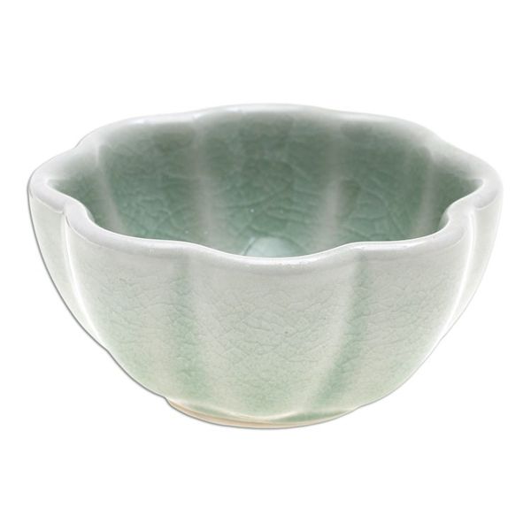 Alternate image for Handcrafted Celadon Ceramic Bowl Flower Bloom in Green