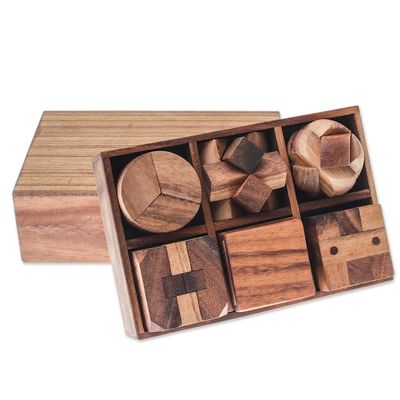 Alternate image for Raintree Wood Puzzle Set from Thailand 6 Piece Beautiful Challenge