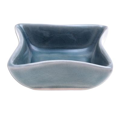 Alternate image for Small Blue Square Ceramic Bowl Thai Kitchen in Blue