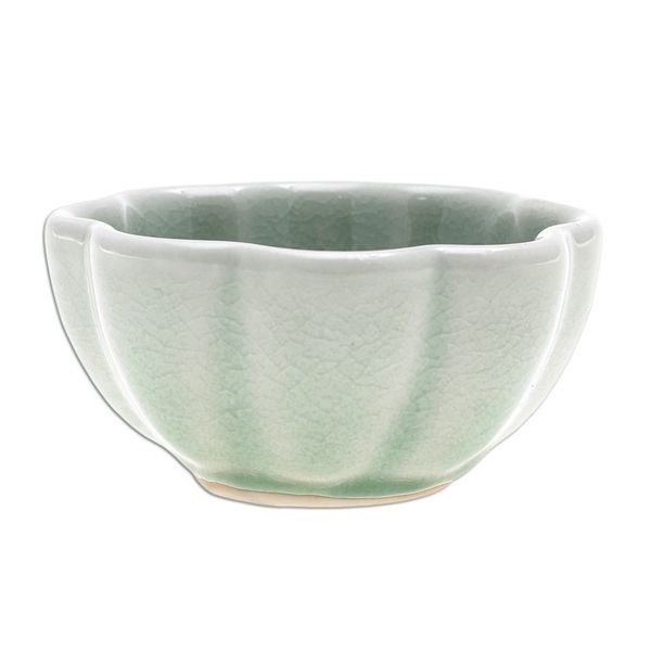 Alternate image for Handcrafted Celadon Ceramic Bowl Flower Bloom in Green