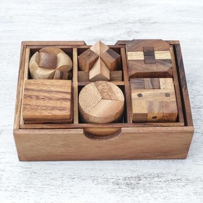 Alternate image for Raintree Wood Puzzle Set from Thailand 6 Piece Beautiful Challenge