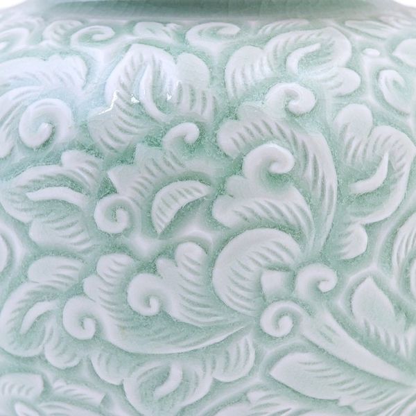 Alternate image for Hand Crafted Celadon Ceramic Floral-Themed Jar Flower Fairy