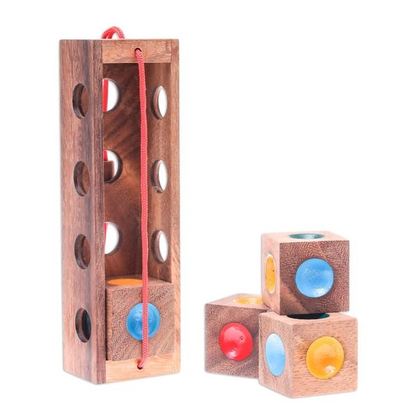 Alternate image for Colorful Wood Brain Teaser Puzzle from Thailand Traffic Light