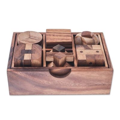 Alternate image for Raintree Wood Puzzle Set from Thailand 6 Piece Beautiful Challenge