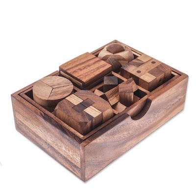 Alternate image for Raintree Wood Puzzle Set from Thailand 6 Piece Beautiful Challenge