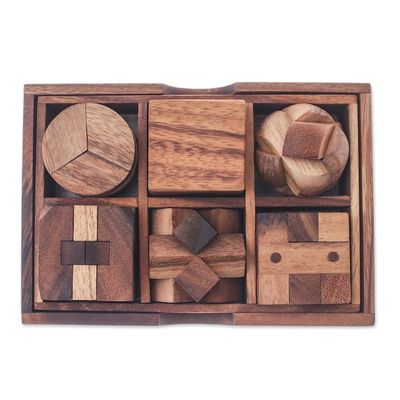 Alternate image for Raintree Wood Puzzle Set from Thailand 6 Piece Beautiful Challenge