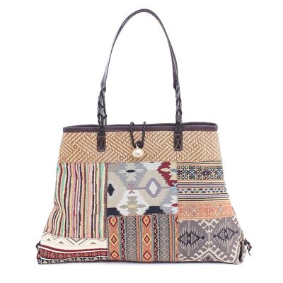 Alternate image for Cotton Blend and Leather Shoulder Bag Shopping Day in Yellow