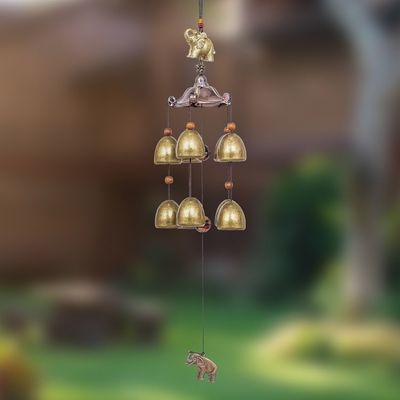 Alternate image for Elephant Themed Wind Chime Made in Thailand Sage Elephant