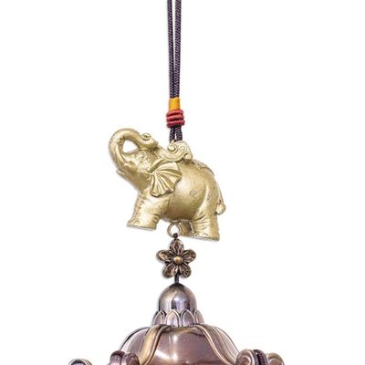 Alternate image for Elephant Themed Wind Chime Made in Thailand Sage Elephant