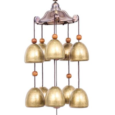 Alternate image for Elephant Themed Wind Chime Made in Thailand Sage Elephant