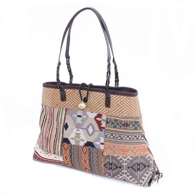 Alternate image for Cotton Blend and Leather Shoulder Bag Shopping Day in Yellow