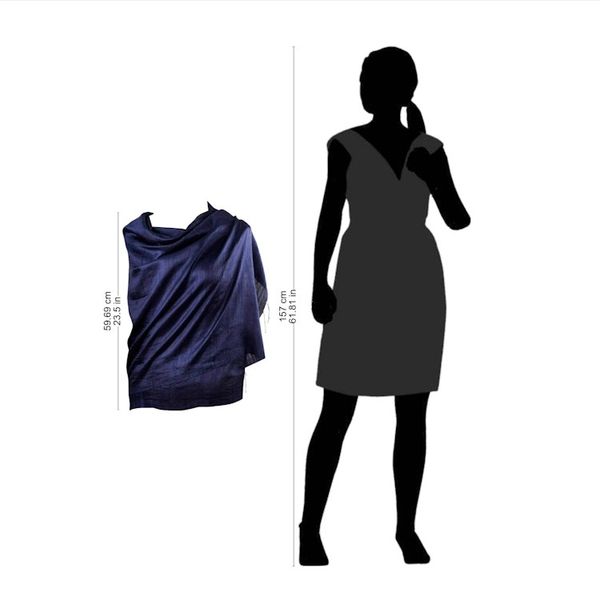 Alternate image for Deep Blue Handwoven Raw Silk Shawl from Thailand Shimmering Indigo