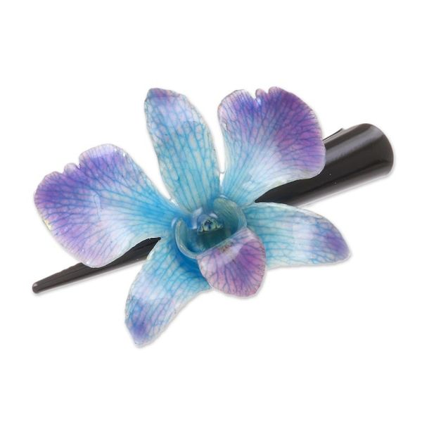 Alternate image for Natural Blue-Violet Thai Orchid Hair Clip Blue-Violet Orchid Love