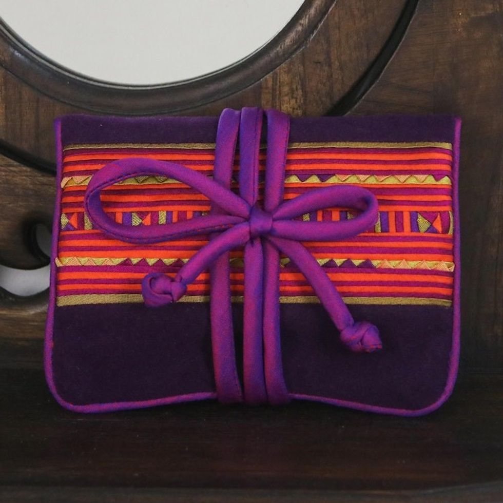 Lisu Hill Tribe Rayon Blend Applique Jewelry Roll 'Precious Lisu'