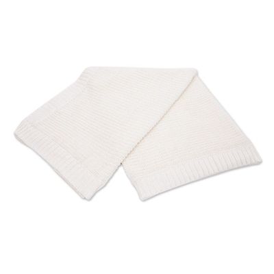 Alternate image for White All-Cotton Shaker Knit Throw Blanket White Comfort