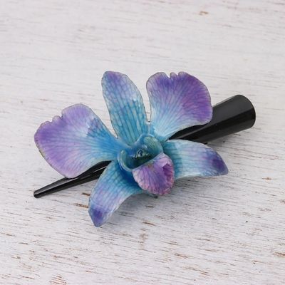 Alternate image for Natural Blue-Violet Thai Orchid Hair Clip Blue-Violet Orchid Love