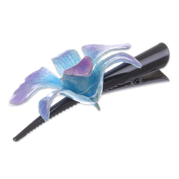 Alternate image for Natural Blue-Violet Thai Orchid Hair Clip Blue-Violet Orchid Love