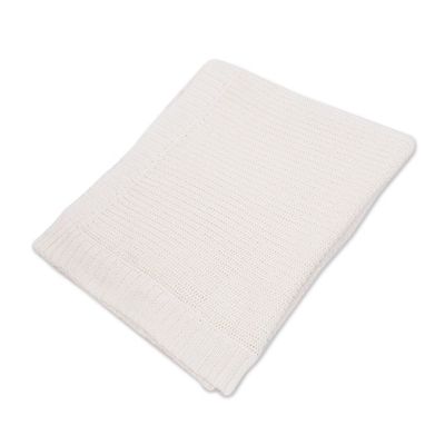Alternate image for White All-Cotton Shaker Knit Throw Blanket White Comfort