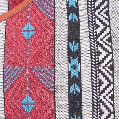 Alternate image for Cotton Blend Sling Bag with Geometric Motif Fabled Land in Red