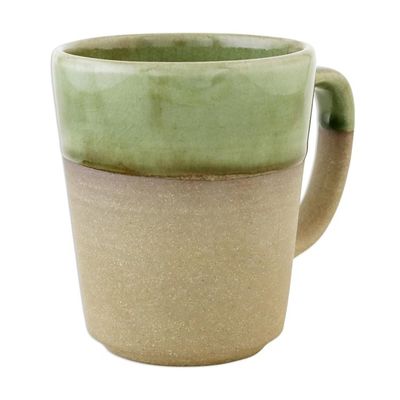 Alternate image for Handcrafted Brown and Green Two-Tone Ceramic Mug Green Patina