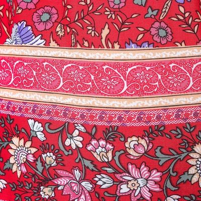 Alternate image for Floral Rayon Blouse in Poppy Crafted in Thailand Poppy Garden