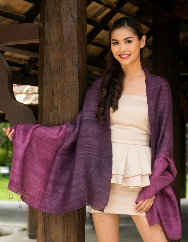 Alternate image for Unique Silk Shawl Bold Violet