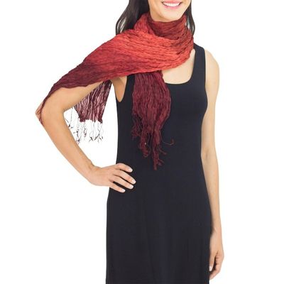 Alternate image for Red Silk Scarf Scarlet Transition