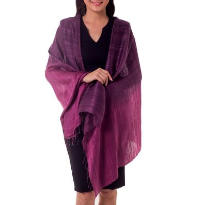 Alternate image for Unique Silk Shawl Bold Violet