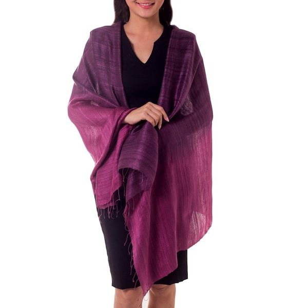 Alternate image for Unique Silk Shawl Bold Violet