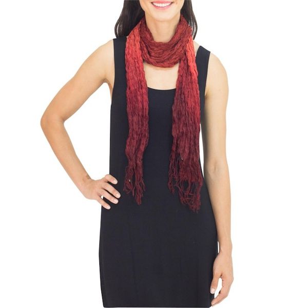 Alternate image for Red Silk Scarf Scarlet Transition