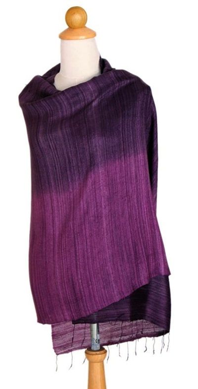 Alternate image for Unique Silk Shawl Bold Violet