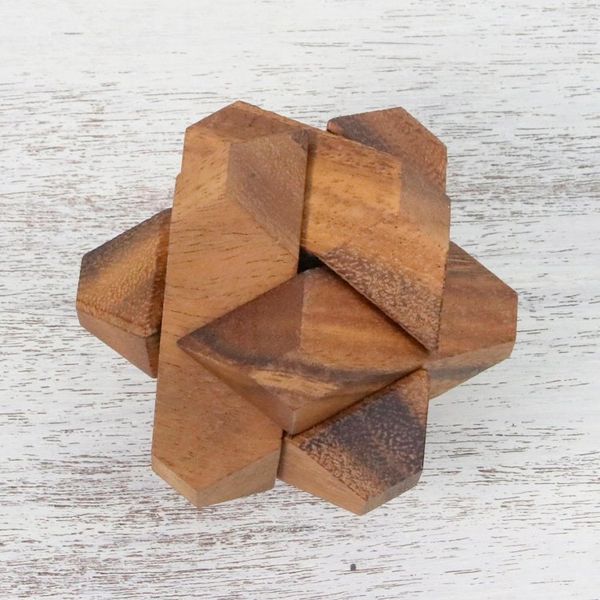 Alternate image for Handcrafted Wood Star-Shaped Puzzle from Thailand Star Challenge