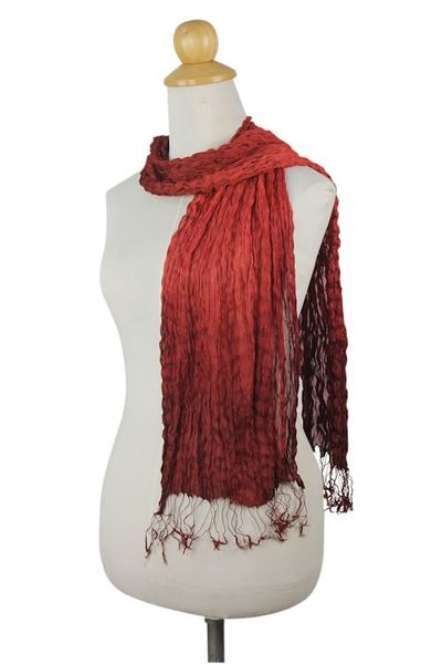 Alternate image for Red Silk Scarf Scarlet Transition