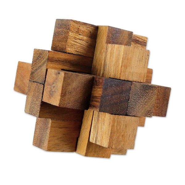 Alternate image for Hand Made Wood Puzzle Game Geometric from Thailand Diamond Cube