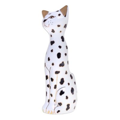 Alternate image for Gold Accented Cat Vase from Thailand Dalmatian Cat