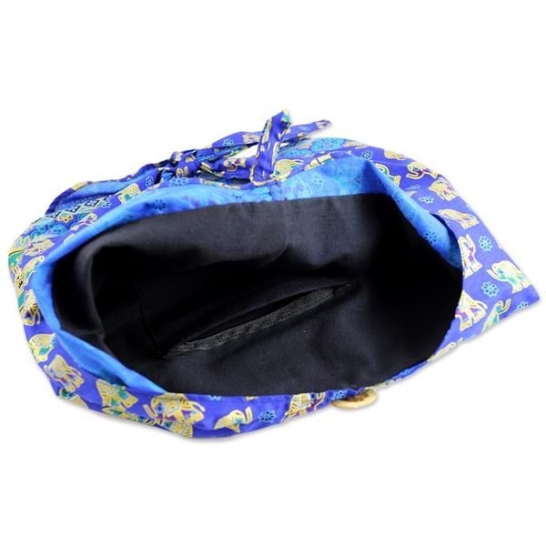 Alternate image for Handmade Blue Cotton Shoulder Bag with Elephant Motif Royal Thai Elephant