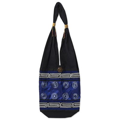 Alternate image for Cotton Silk Blend Shoulder Bag Indigo Black Thailand Summer Indigo