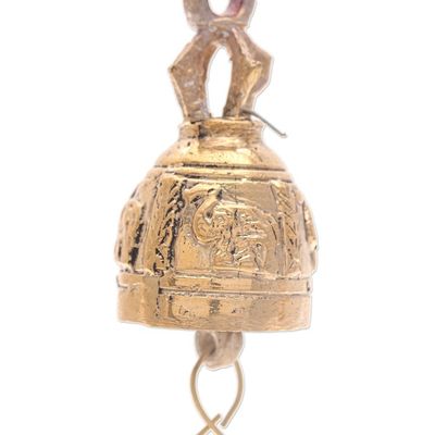 Alternate image for Set of 3 Brass Bell Ornaments with Elephants and Red Ribbons Elephant Chant