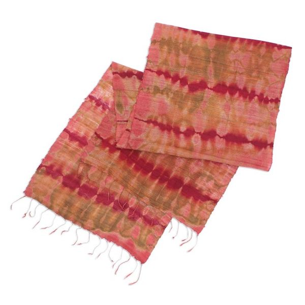 Alternate image for Unique Silk Scarf from Thailand Crimson Wilderness