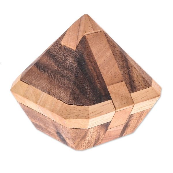 Alternate image for Diamond-Shaped Raintree Wood Puzzle from Thailand Brilliant Diamond
