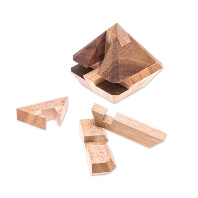 Alternate image for Diamond-Shaped Raintree Wood Puzzle from Thailand Brilliant Diamond