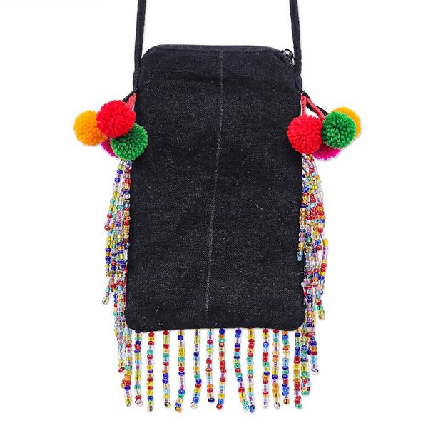 Alternate image for Hmong Cross-Stitch Sling Bag with Beaded Fringe Petite Hmong