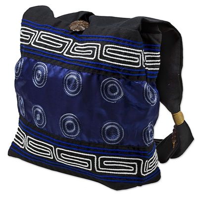 Alternate image for Cotton Silk Blend Shoulder Bag Indigo Black Thailand Summer Indigo